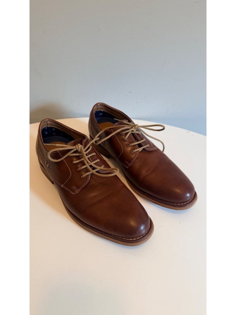 Curt & Larson Mens Brown Faux Leather Oxford Dress Shoes Size 7.5